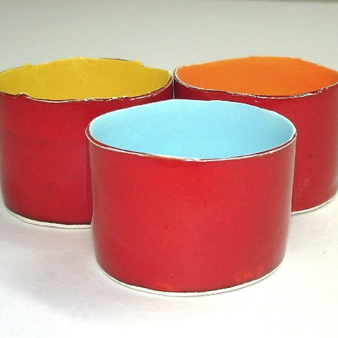 Red Ceramic candle holder, choose inside color!