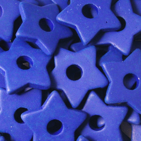 Mykonos Greek Ceramic Star Disk Pendant - Navy Blue Disk Bead, DIY Supplies