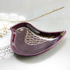 Personalized Eggplant Purple Birdie Dish with Gold Personalized Eggplant Purple Birdie Dish with Gold