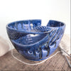 Cobalt blue ceramic yarn bowl, knitting / crochet bowl, twisted leaf design Cobalt blue ceramic yarn bowl, knitting / crochet bowl, twisted leaf design