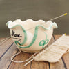 Personalized White Ruffled Ceramic Yarn Bowl Personalized White Ruffled Ceramic Yarn Bowl