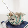 Personalized White Ruffled Ceramic Yarn Bowl Personalized White Ruffled Ceramic Yarn Bowl