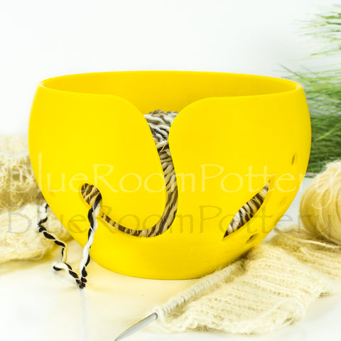 Yellow Yarn bowl, big cake Knitting Bowl 3D printed eco friendly plastic Travel Crochet bowl