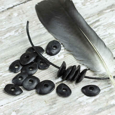 Reserved for Laura -Barrel Tube 6x10mm Mykonos Beads Turquoise, Denim, Black