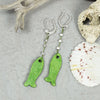 Green Ceramic Fish Earrings