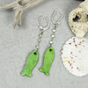 Green Ceramic Fish Earrings Green Ceramic Fish Earrings