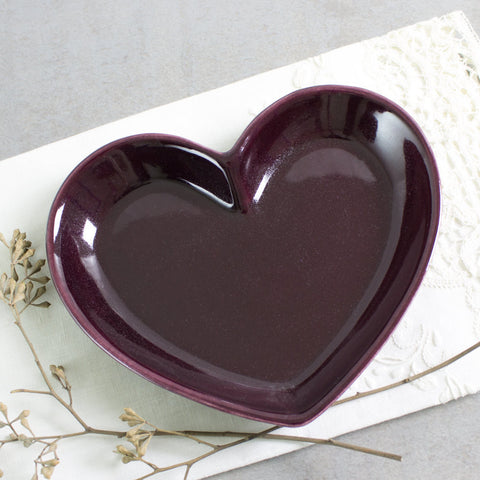 Eggplant Purple heart wedding ring holder