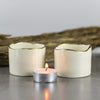 2 White Ceramic candle holders with gold line 2 White Ceramic candle holders with gold line
