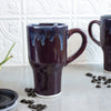 Eggplant Purple Ceramic Coffee Travel mug with handle and black lid
