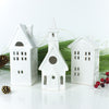 Slim and tall chalet White Putz House Candle Holder luminary