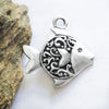 Greek Mykonos Casting Fancy Fish Pendant, Pewter Metal Bead Large Charm Silver Plated (1 piece) Greek Mykonos Casting Fancy Fish Pendant, Pewter Metal Bead Large Charm Silver Plated (1 piece)