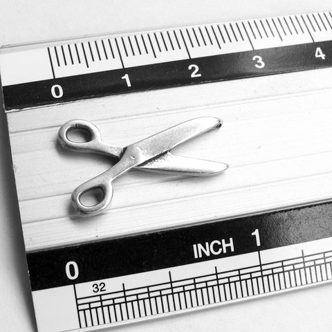 Silver Charm Pendant Scissors DIY jewelry making Greek craft supplies Sewing Needle crafts Charm