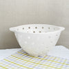 White Modern Minimal Colander with Handles, Pottery Ceramic Berry Bowl Strainer White Modern Minimal Colander with Handles, Pottery Ceramic Berry Bowl Strainer