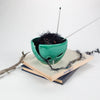 Ceramic Yarn Bowl, Emerald Green Leaf, crochet bowl, knitting Yarn Holder Ceramic Yarn Bowl, Emerald Green Leaf, crochet bowl, knitting Yarn Holder