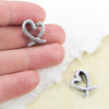 Open Heart Pendant, hypoallergenic European charm, Antique Silver plated