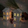 Set of 3 White Putz House Village Candle Holder lanterns,  chalet Christmas mantel decor
