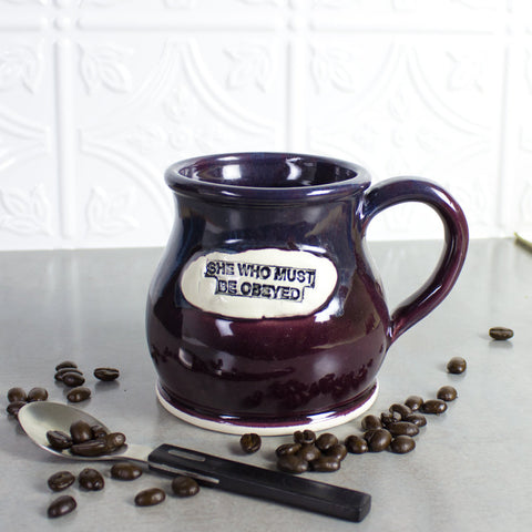 Big Old Mug, Ceramic Eggplant Purple Coffee Mug / Funny quote