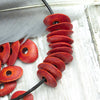 10 Mykonos Greek Beads Brick Red Ceramic Cornflake Chips Bead 13mm 10 Mykonos Greek Beads Brick Red Ceramic Cornflake Chips Bead 13mm