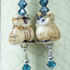 Ceramic owl Earrings, Blue Swarovski jewelry crystals Ceramic owl Earrings, Blue Swarovski jewelry crystals