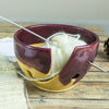 Petite Gold Burgundy Yarn bowl, Knitting Bowl, Ceramic Yarn holder