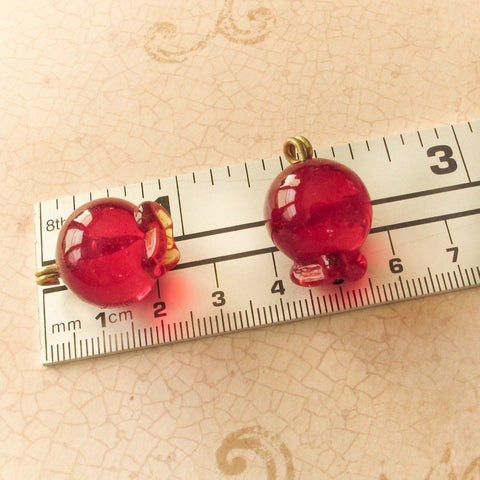 RESERVED for Evelyn -  Glass Pomegranate Pendant lampwork Bead Good luck charm