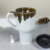 Grey Goldstone Travel Mug with handle and plastic lid