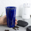 Ceramic Coffee Travel mug, Eggplant Purple BlueRoomPottery with silicon lid