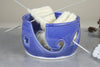 Cobalt Blue Yarn bowl with daisy and leaf cutout Cobalt Blue Yarn bowl with daisy and leaf cutout