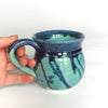 Aqua Green Handmade Pottery Coffee Mug, Tea Cup with Blue Highlights Aqua Green Handmade Pottery Coffee Mug, Tea Cup with Blue Highlights