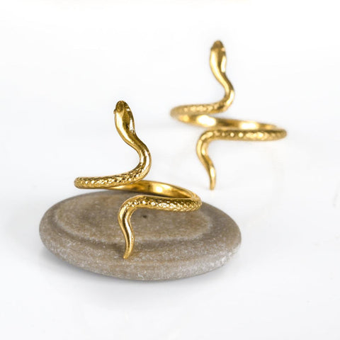 Gold plated Snake Ring, Boho adjustable Snake Ring