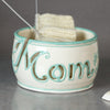 Mom Yarn bowl with Cutout Letters and Green Highlights Mom Yarn bowl with Cutout Letters and Green Highlights