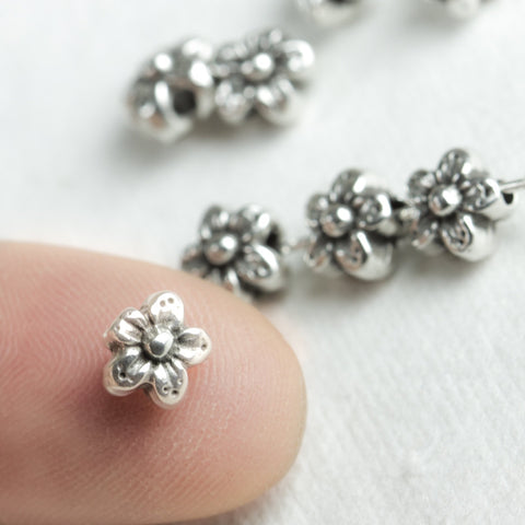 Tiny daisy flower beads, Flower Spacer Beads, European Greek Mykonos zamak beads, for jewelry making