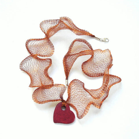 Ceramic Red Heart Valentine's Day Necklace