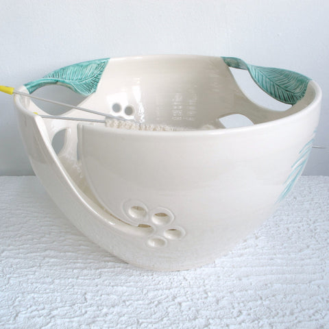JUMBO Extra Large Knitting Ceramic Yarn Bowl Winter White