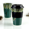 Hunter Green Travel Mug with Lid, 12oz - 14oz. to Go Mug with Silicone Lid, Forest Green