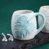 White Pastel Green Monstera Leaf Coffee Mug - 18 oz