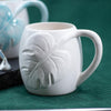 Modern White Large Monstera Leaf Ceramic Coffee Mug - 18oz
