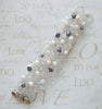 Crocheted Lace Silver Bracelet / Clear Quartz & Pearls