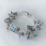 Grey gemstone bracelet, Crochet Silver Lace Bracelet / Mysterious  Labradorite