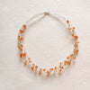 Carnelian gemstone Necklace, Silver Crochet Beach Summer Jewelry