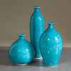 Set of Three Ceramic Geometric Aqua turquoise Vessels