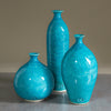 Set of Three Ceramic Geometric Aqua turquoise Vessels
