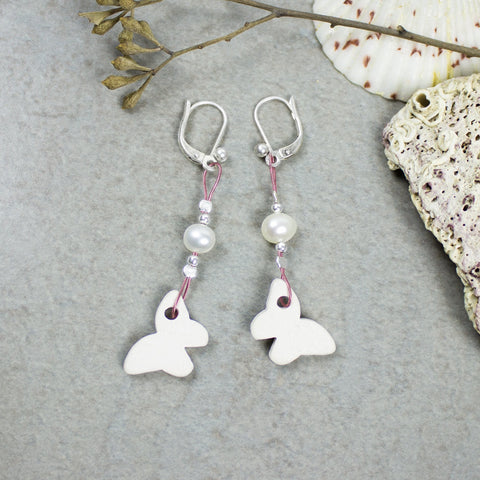 White Ceramic Butterfly Earrings