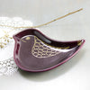 Personalized Eggplant Purple Birdie Dish with Gold