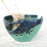 Regular Knitting Bowl Mint Green Blue Twisted Leaf Yarn Bowl