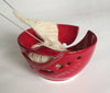 Red Yarn Bowl, Crochet Bowl, KNITTING Ceramic Yarn Organizer