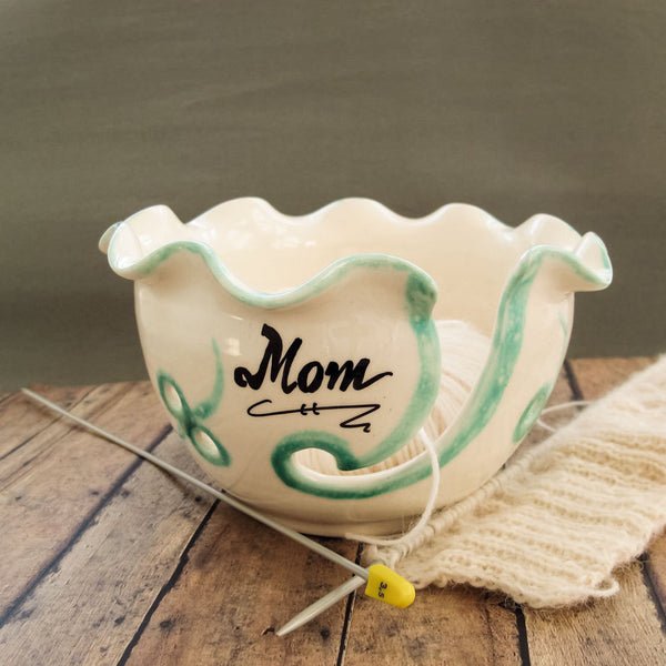 Customizable Name Ceramic Yarn Bowl Skein Holder