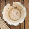 Personalized White Ruffled Ceramic Yarn Bowl