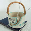 Personalized White  Ceramic Traveling Cane Handle Yarn Bowl