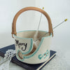 Personalized White  Ceramic Traveling Cane Handle Yarn Bowl